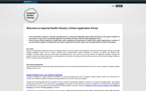 Imperial Health Charity: Portal homepage