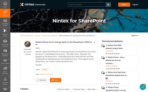 Delete Nintex Form and go back to the SharePoint O... - Nintex ...