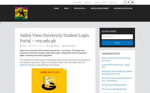 Valley View University Student Login Portal – vvu.edu.gh ...
