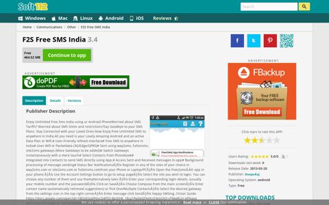 F2S Free SMS India 3.4 Free Download