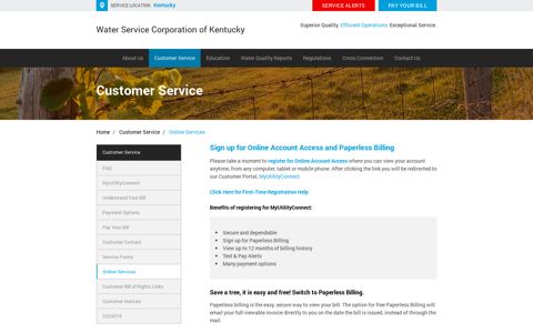 Online Services | Kentucky | My Utility - Utilities, Inc.