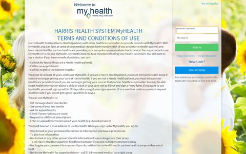MyHealth - Login Page - Harris Health