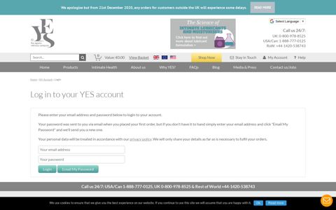 Log in to your YES account - Yesyesyes.org