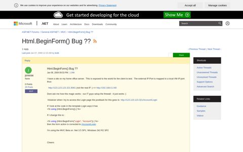 Html.BeginForm() Bug ?? | The ASP.NET Forums