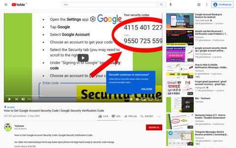 Google Security Verification Code - YouTube