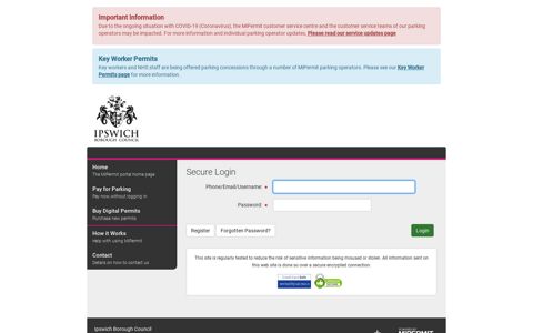 MiPermit Ipswich Borough Council Portal - mipermit 001