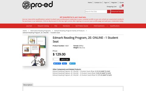 Edmark Reading Program, 2E: ONLINE - 1 Student Seat ...