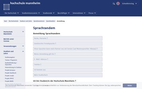 Anmeldung - Hochschule Mannheim