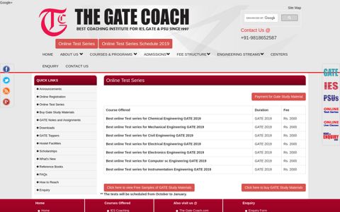 Online Test Series - Gate Coaching