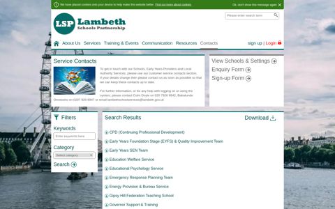 Service Contacts | Lambeth Schools Partnership