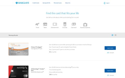 Browse Credit Cards | Barclays US
