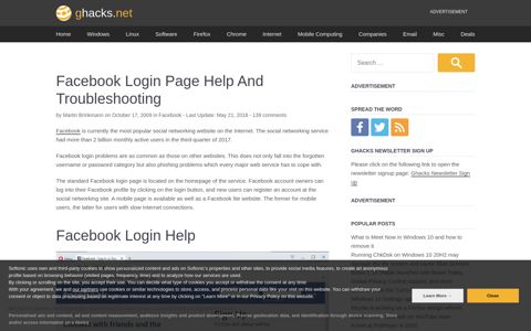 Facebook Login Page Help And Troubleshooting - gHacks ...