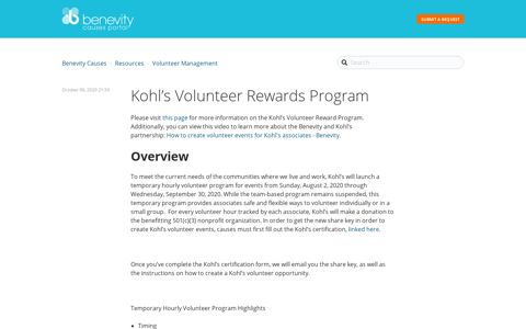 Kohl's Volunteer Rewards Program – Benevity Causes