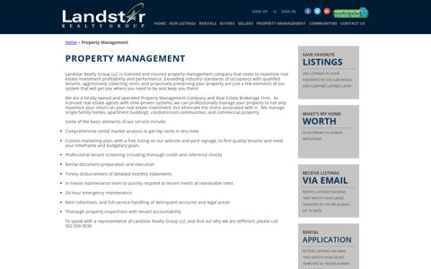 Property Management – Landstar Realty Group LLC