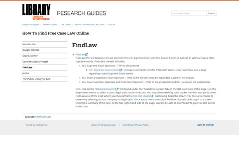 FindLaw - How To Find Free Case Law Online - Research ...