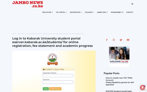 Log in to Kabarak University student portal eserver.kabarak.ac ...