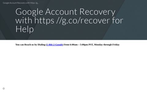 Google Account Recovery - Google Sites