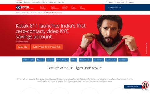 Kotak 811 launches India's first zero-contact, video KYC ...