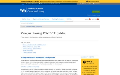COVID-19 - Campus Living - University at Buffalo