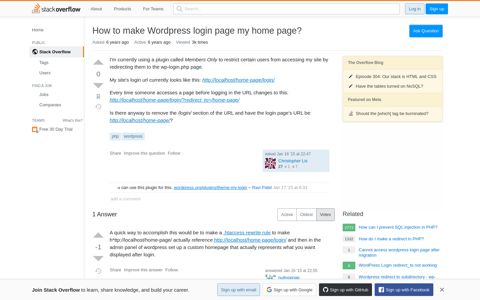 How to make Wordpress login page my home page? - Stack ...