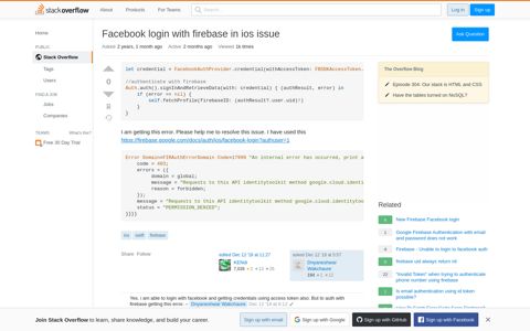 Facebook login with firebase in ios issue - Stack Overflow