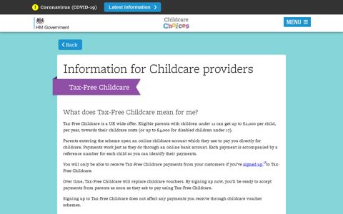 Information for Childcare providers | Childcare choices