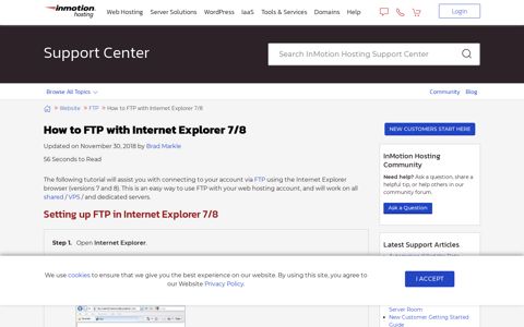 How to FTP with Internet Explorer 7/8 2020 - InMotion Hosting
