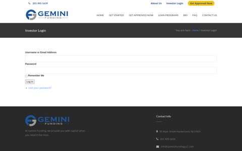 Investor Login – Gemini Funding