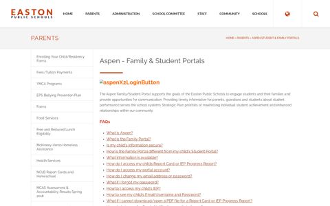 Aspen Family Student Portals - Easton Public Schools