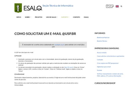 Como solicitar um e-mail @usp.br | Escola Superior de ... - Esalq
