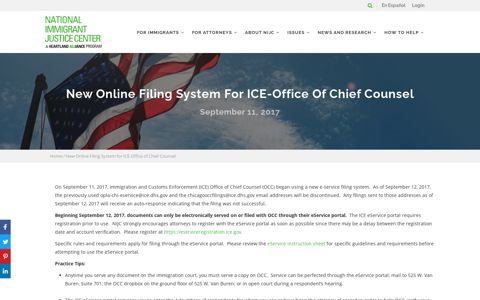 New Online Filing System for ICE-Office of Chief Counsel ...