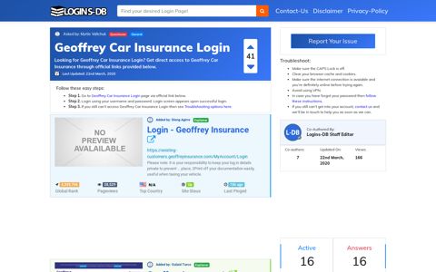 Geoffrey Car Insurance Login - Logins-DB