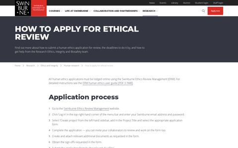 How To Apply For Ethical Review | Swinburne