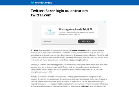 Twitter: Fazer login ou entrar em twitter.com - MundoContas