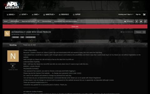 Automatically login with Steam problem - GamersFirst Forums
