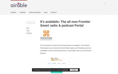 It's available: The all new Frontier Smart radio & podcast Portal