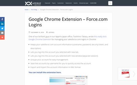 Google Chrome Extension – Force.com Logins - Appirio Hub