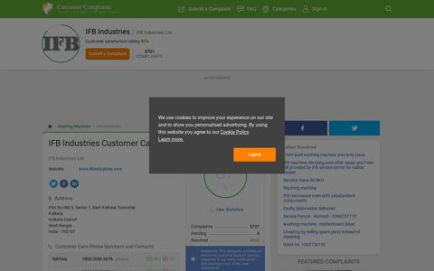 IFB Industries Customer Care, Complaints and Reviews
