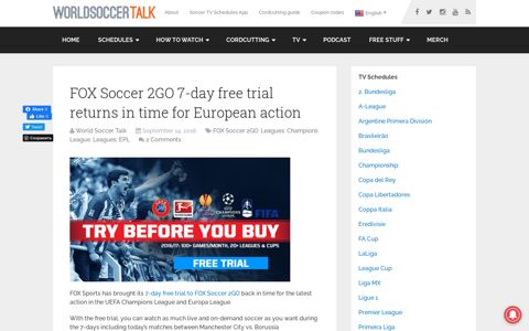 FOX Soccer 2GO 7-day free trial returns in time for European ...