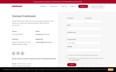 Contact Catchoom now | Don't be shy, send us your inquiry!