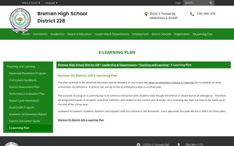 E-Learning Plan - Bremen High School District 228