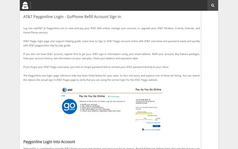 AT&T Paygonline Login - GoPhone Refill Account Sign in