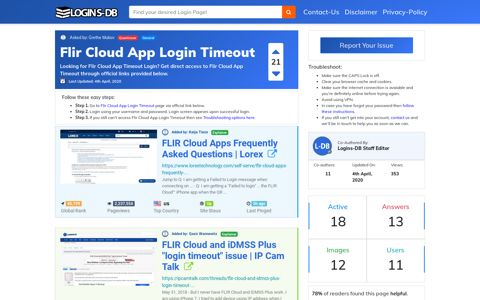 Flir Cloud App Login Timeout - Logins-DB