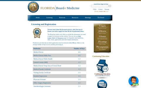 Florida Board of Medicine » Licensing and Registration ...