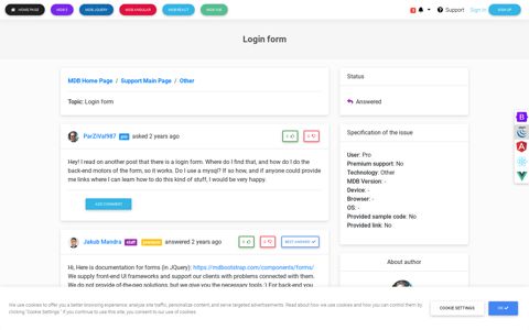 Login form - Material Design for Bootstrap