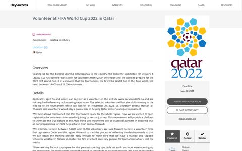 Volunteer at FIFA World Cup 2022 in Qatar - HeySuccess