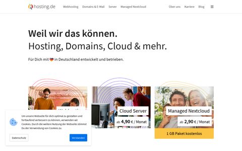 hosting.de: Webhosting, Domains & Nextcloud aus Deutschland