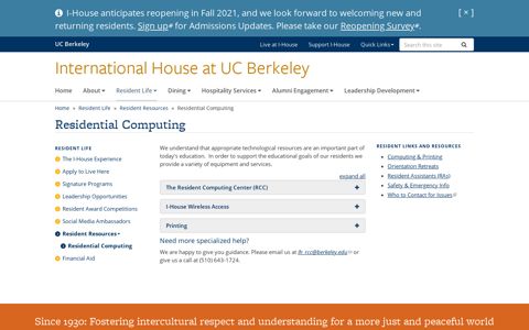 Residential Computing | International House at UC Berkeley