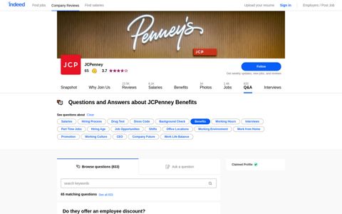 Questions and Answers about JCPenney Benefits | Indeed.com