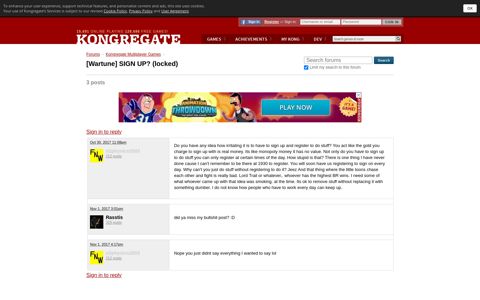 SIGN UP? discussion on Kongregate